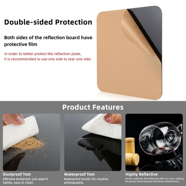 Immagine prodotto Puluz 40cm Photography Acrylic Reflective Display Table Background Board (Black) (Ulteriori accessori)