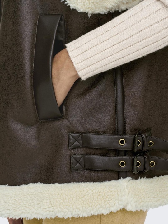Actual product image Only Fly-away collar waistcoat biker jacket in leather look (S)