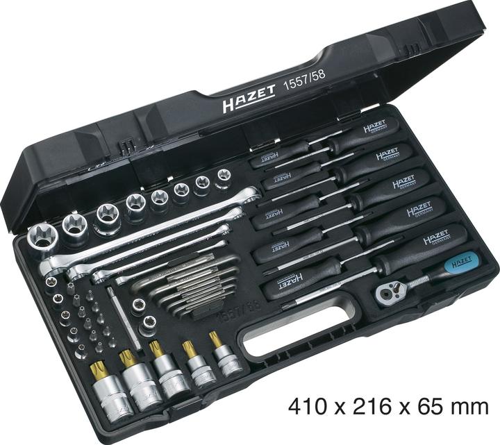 Produktbild HAZET Werkzeug Satz ∙ TORX 1557/58 ∙ Vierkant6,3 mm (1/4 Zoll), Vierkant10 mm (3/8 Zoll), Vierkant…