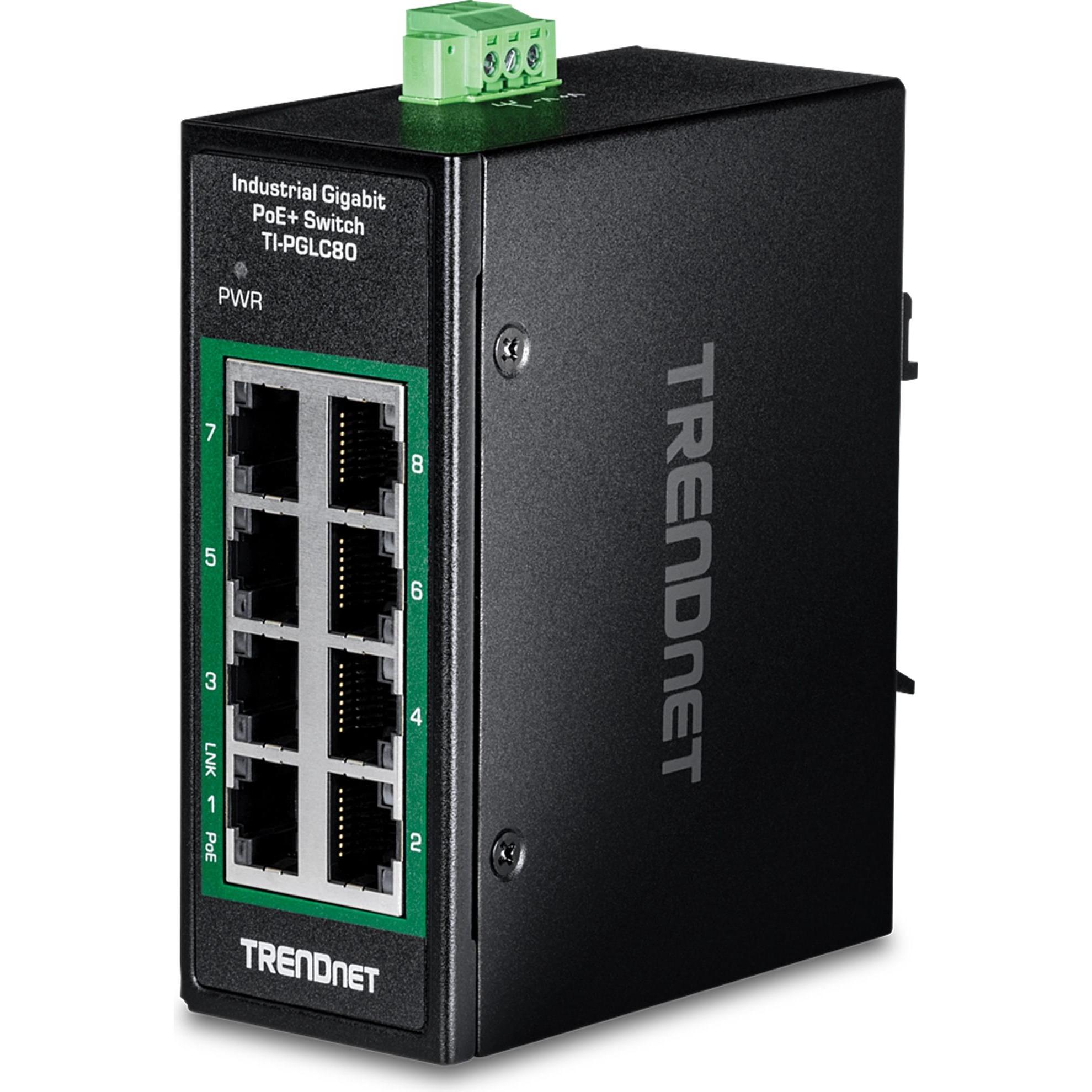 Trendnet Gigabit industriale a 8 porte (8 porte), Switch di rete, Nero