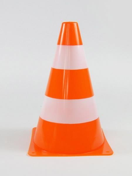 Kögler Pylon, Verkehrshütchen, orange mit 2 weissen Streifen, 14,3x14,3x21,5