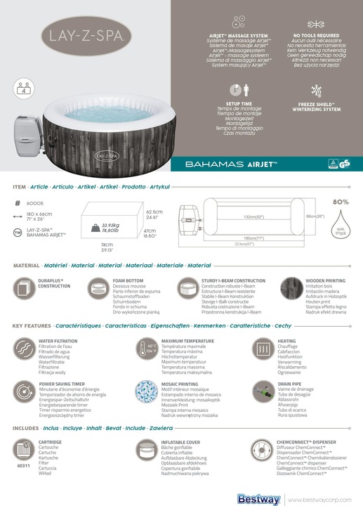 Produktbild Bestway Lay-Z-Spa Bahamas AirJet Whirlpool (4 Pers.)