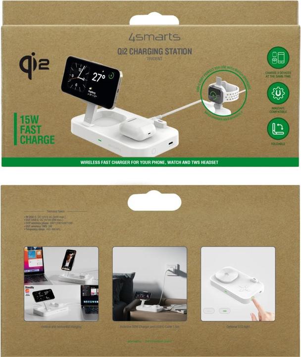 Actual product image 4smarts Qi2 charging station Trident (25 W)