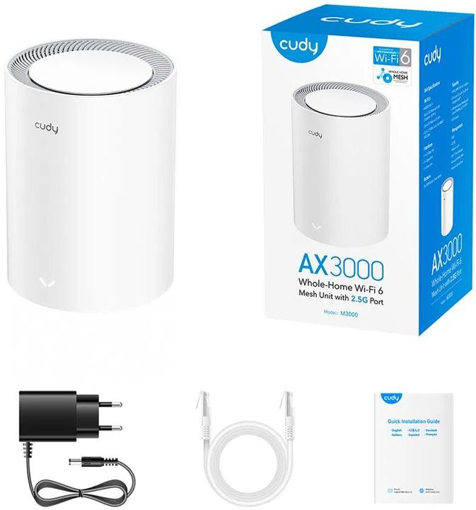 Immagine prodotto Cudy M3000 AX3000 Wi-Fi 6 Mesh 2.5G 1-pack (2402000 Mbit/s)