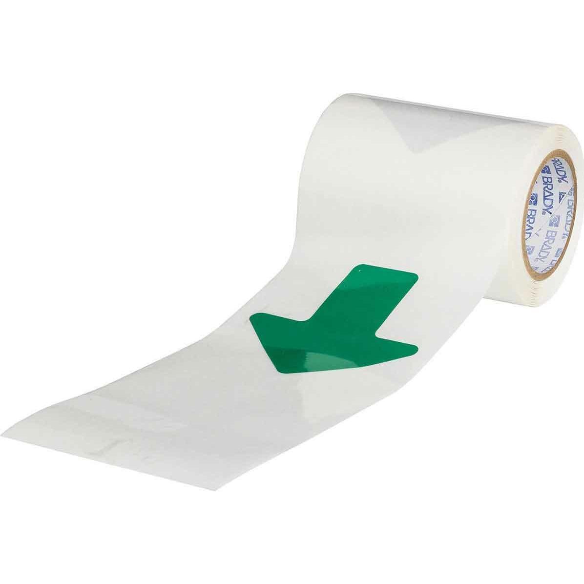 Brady, Etiketten, B-514, ToughStripe, Bodenmarkierungsband, Pfeile (im Abstand v. 457mm), Polyester, Grün, 50.