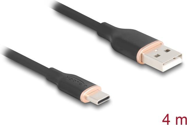 Actual product image Delock 81228 - USB 2.0 cable USB Type-A plug to USB Type-C plug 4 m black silicone (4 m, USB 2.0)