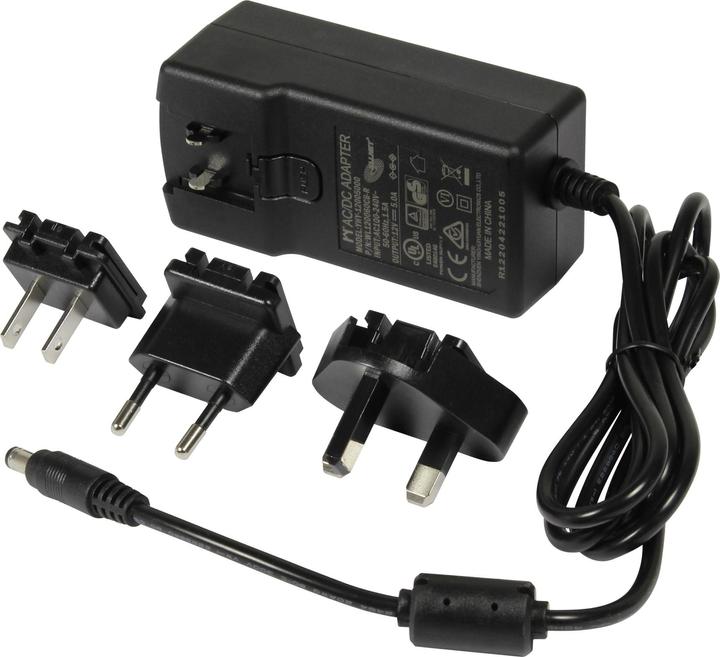 Allnet Ersatznetzteil 12V/5A EU Type schwarz mit Adapter EU,US,UK HTT mit Binder 711 M9