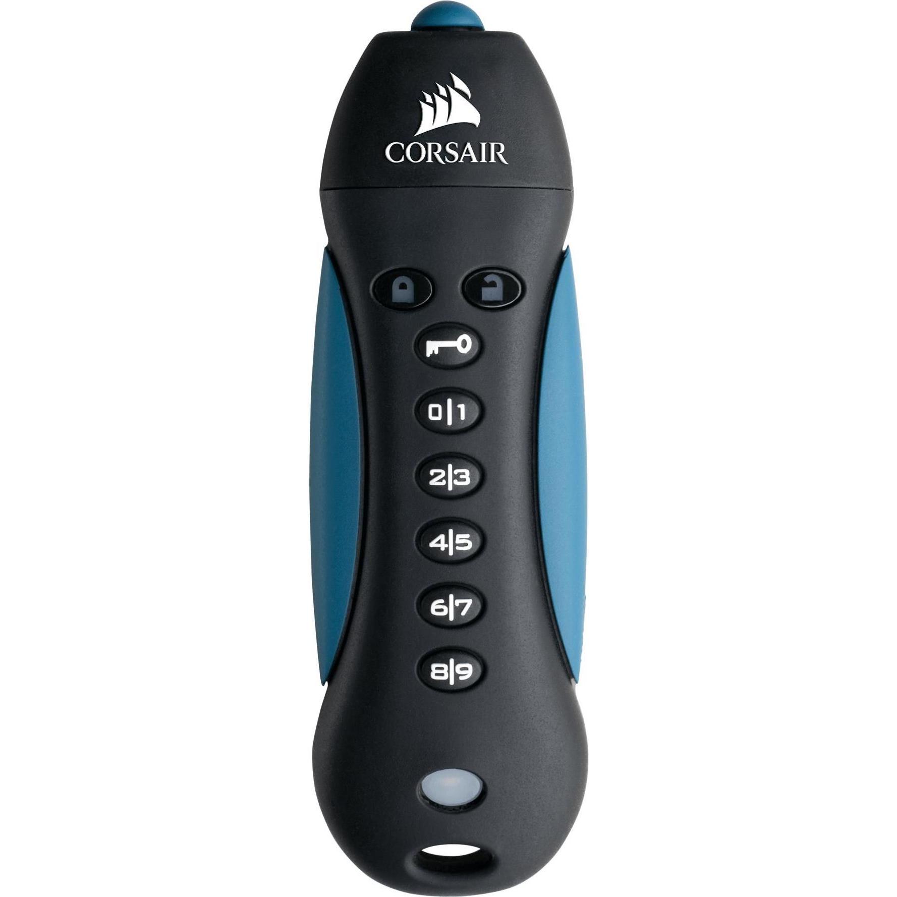 Corsair Padlock 3 (16 GB, USB-A, USB 3.0), USB Stick, Schwarz, Blau