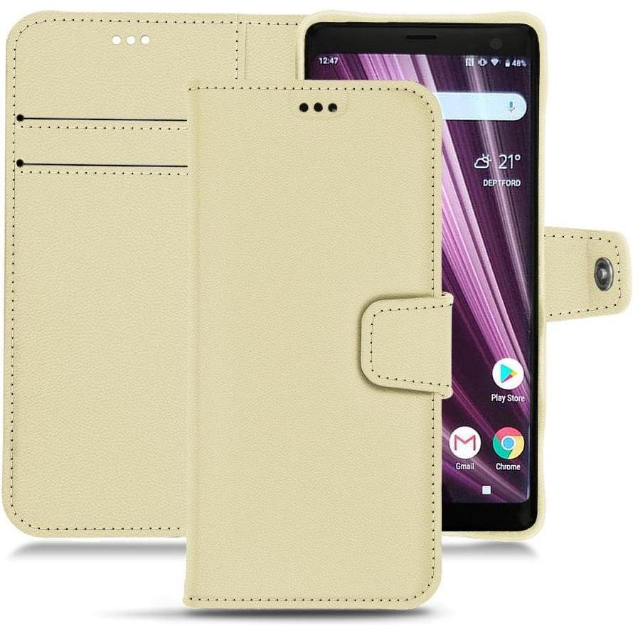 Noreve Lederschutzhülle Wallet (Sony Xperia XZ3), Smartphone Hülle, Beige
