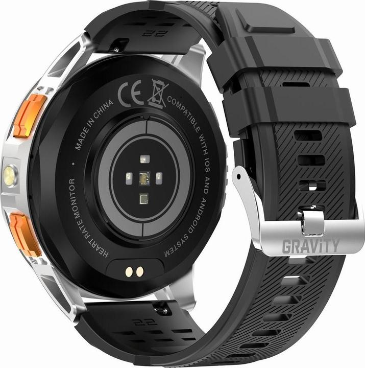 Produktbild Gravity GPS GT24-4 Herren-Smartwatch, schwarzes Silikonarmband + orangefarbenes Silikonarmband