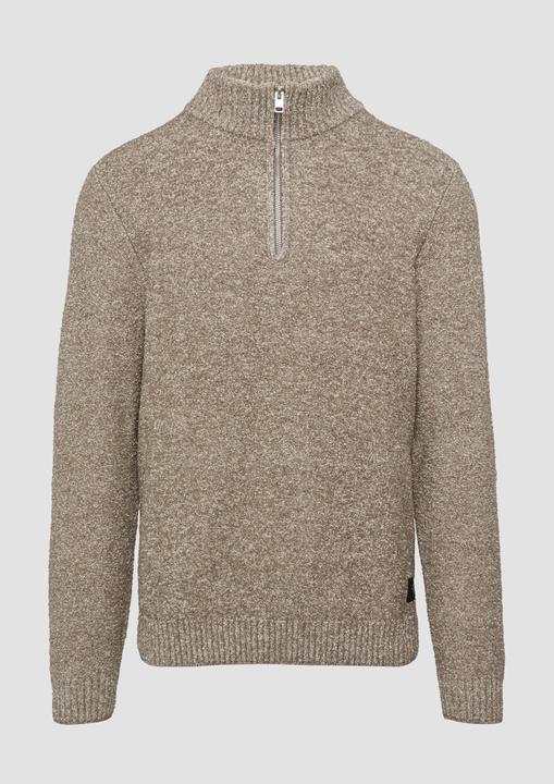 Produktbild S.Oliver Strickpullover Pullover mit Troyer-Kragen in Melange-Optik (XL)