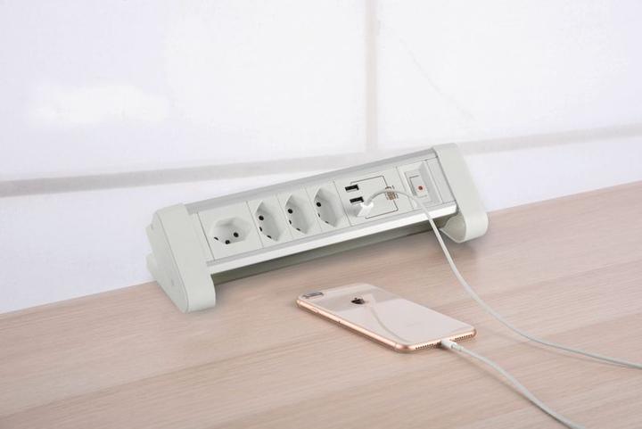 Immagine prodotto Schönenberger Striscia di presa da tavolo ALU bianca (7x, Tipo 13, 2 m)