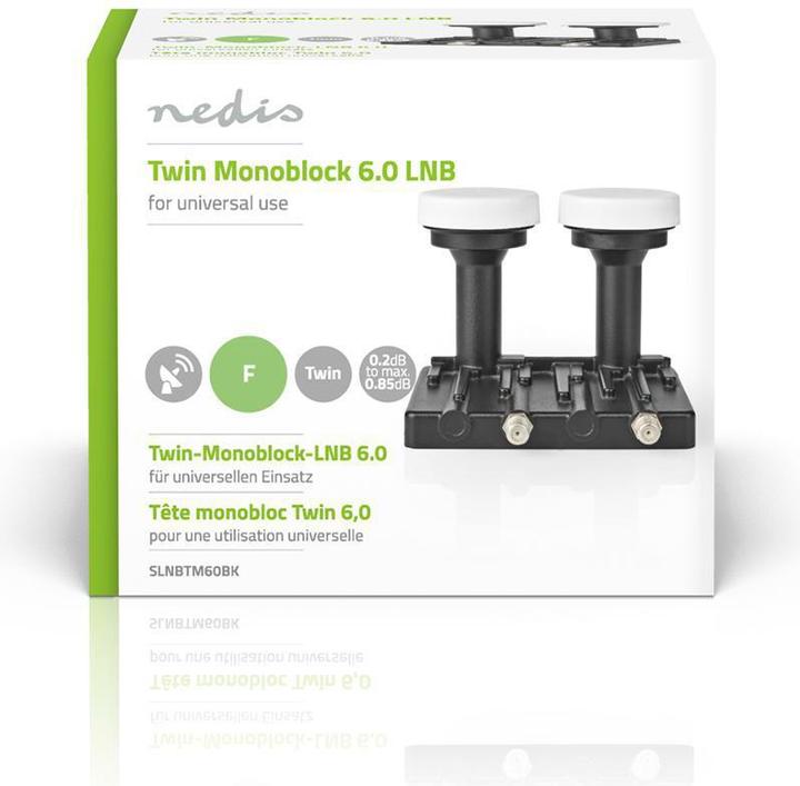 Produktbild Nedis LNB Twin Monoblock 6,0 ° Ausgangsanschluss: 2X F-Stecker Rauschmass Bereich: 0.85 dB Konversio (Single LNB)