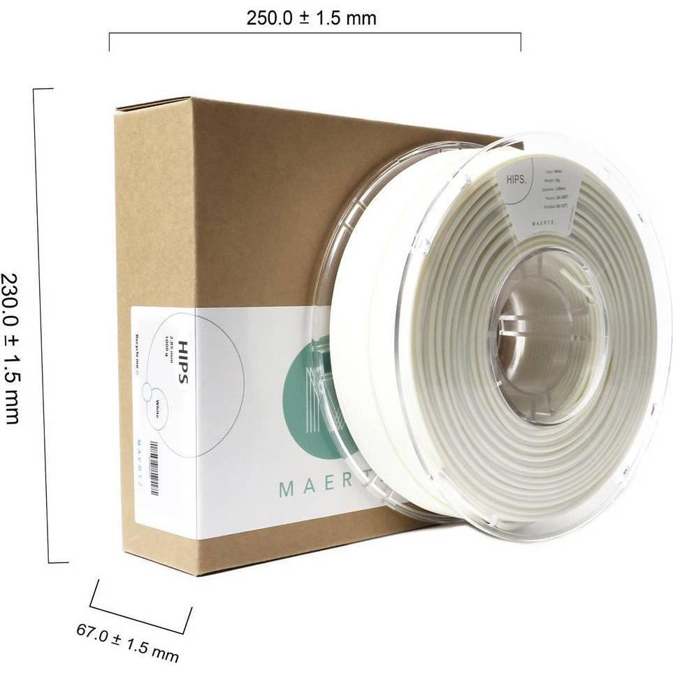 Thumbnail - Maertz HIPS White 2.85 mm 800 g (HIPS, 2.85 mm, 800 g, Weiss), 3D Filament, Weiss