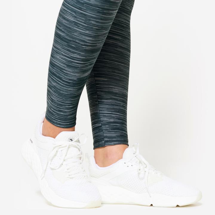 Image du produit Domyos Legging de fitness taille haute femme, imprimé gris chiné (W33/L31)