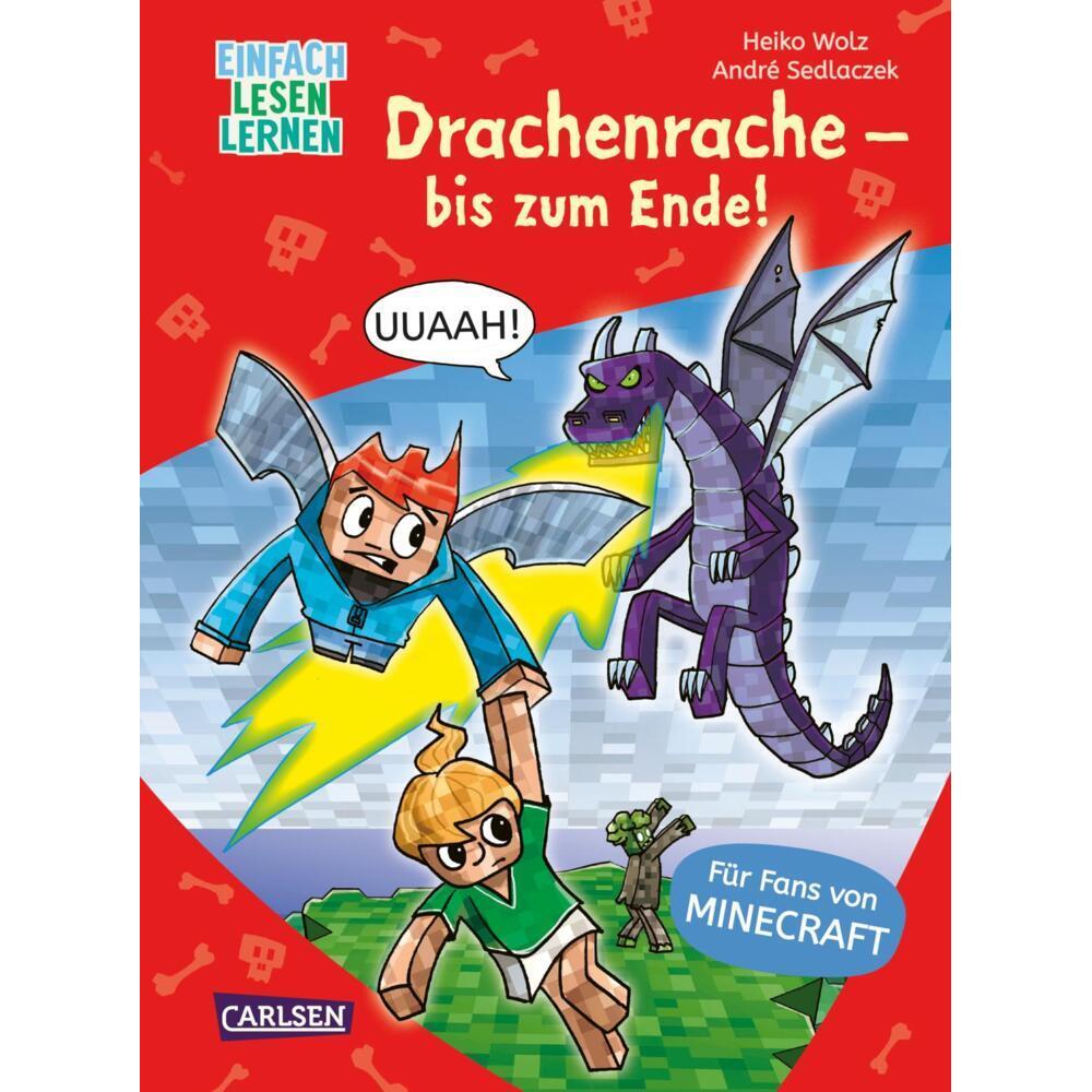 Thumbnail - Lesenlernen mit Spass - Minecraft Band 3: Drachenrache - bis zum Ende!, Kinderbücher von Heiko Wolz, André Sedlaczek