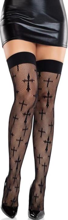 Actual product image Leg Avenue - Worship Me Lace Stockings Black (One size)