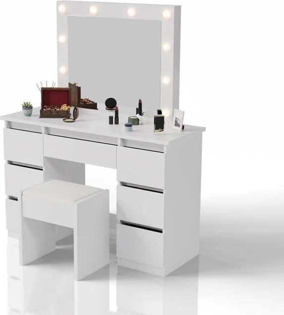 Juskys Schminktisch Talea mit Hocker Melly (110 x 40 x 141 cm)