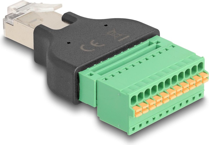 Produktbild Delock RJ50 Stecker zu Terminalblock Adapter mit Drucktaster (Netzwerkkabel Stecker)