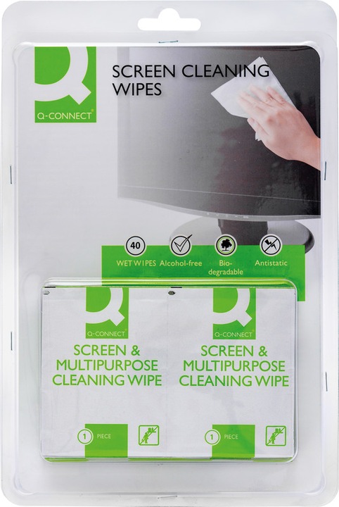 Actual product image Q-Connect Screen cleaning wipes individually wrapped (40 x)
