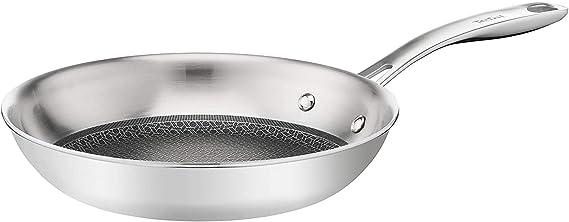 Actual product image Tefal Stainless Steel Frying Pan 28cm with Jamie Oliver Glass Lid E49706 / B98897 (28 cm, Frying pan)