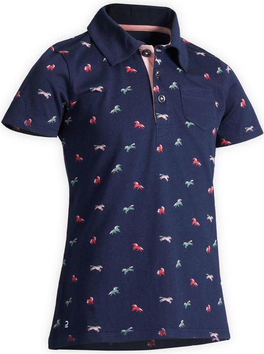 Fouganza Reit-Poloshirt 140 kurzarm Kinder blau