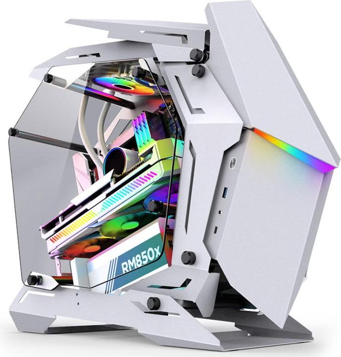 Actual product image Jonsbo MOD3 Mini Micro-ATX Tower Showcase, Tempered Glass - White (mATX, Mini-ITX)