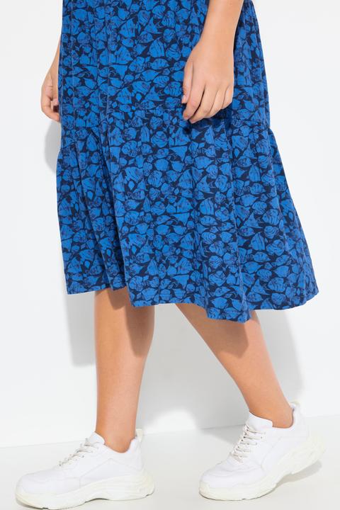 Produktbild Ulla Popken Jerseykleid, Volants, A-Linie, V-Ausschnitt, Halbarm (54)