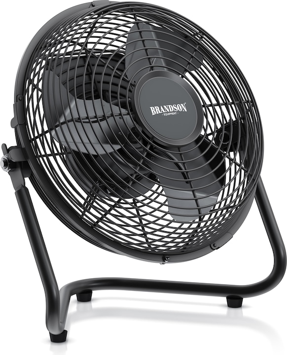 Produktbild Brandson Windmaschine 23,5cm Ø, Bodenventilator, Metall, neigbarerer Ventilator-Kopf, Lüfter, schwarz (55 dB)
