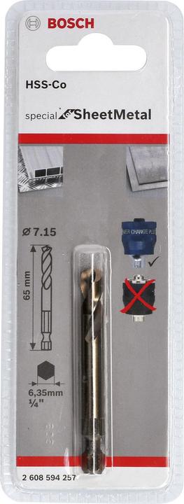 Produktbild Bosch Professional Zubehör Zentrierbohrer Plus HSS-Co, 7,15 x 65 mm (7.15 Millimeter)