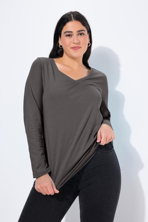 Produktbild Ulla Popken Shirt, Slim, V-Ausschnitt, Langarm (54)