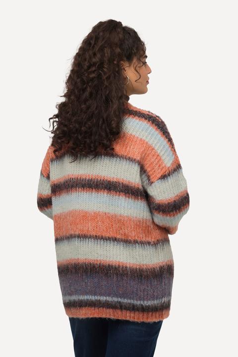 Image du produit Ulla Popken Cardigan long, rayures, encolure en V, coupe ouverte (50, 52)