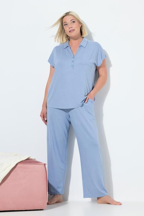 Produktbild Ulla Popken Pyjama, oversized, Zweiteiler, Hemdkragen, Halbarm (50, 52)