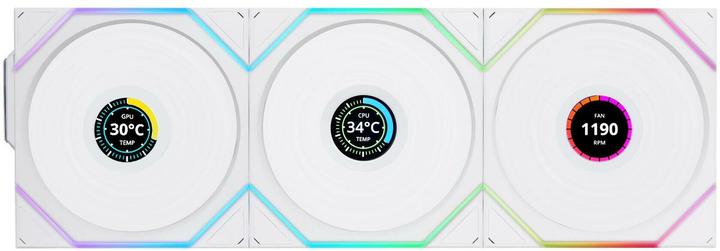 Lian-Li UNI FAN TL Wireless LCD Lüfter, ARGB, PWM, 3er-Pack inkl. Controller - Reverse Blade, 120 mm (120 mm, 1 x)