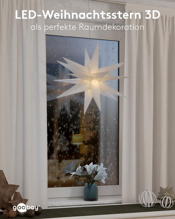 Produktbild Goobay LED-Weihnachtsstern 3D, Ø 56 cm, 4,5-V-Aussentrafo