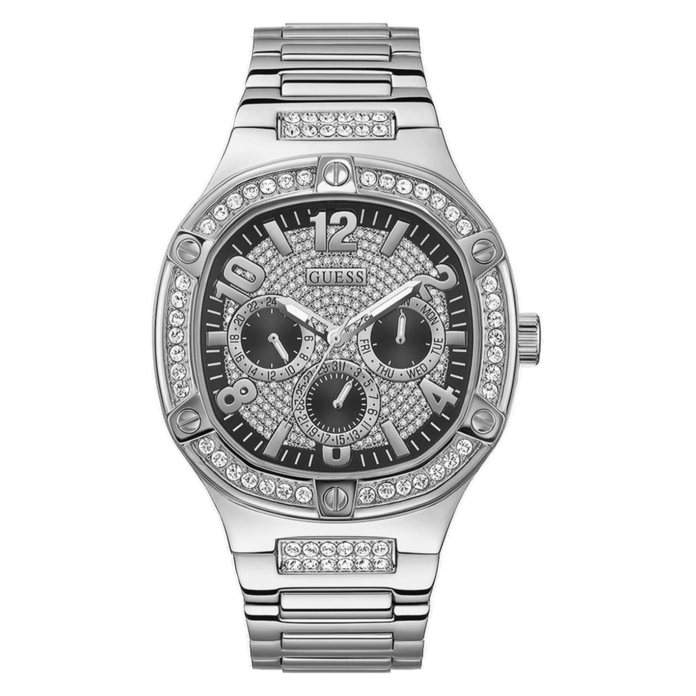 Guess, Armbanduhr, GW0576G1 Herrenuhr Duke 49mm 3ATM, Silber, (Analoguhr, 49 mm)