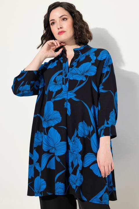 Produktbild Ulla Popken Tunika, Blüten, A-Linie, Stehkragen, 3/4-Arm (46, 48)