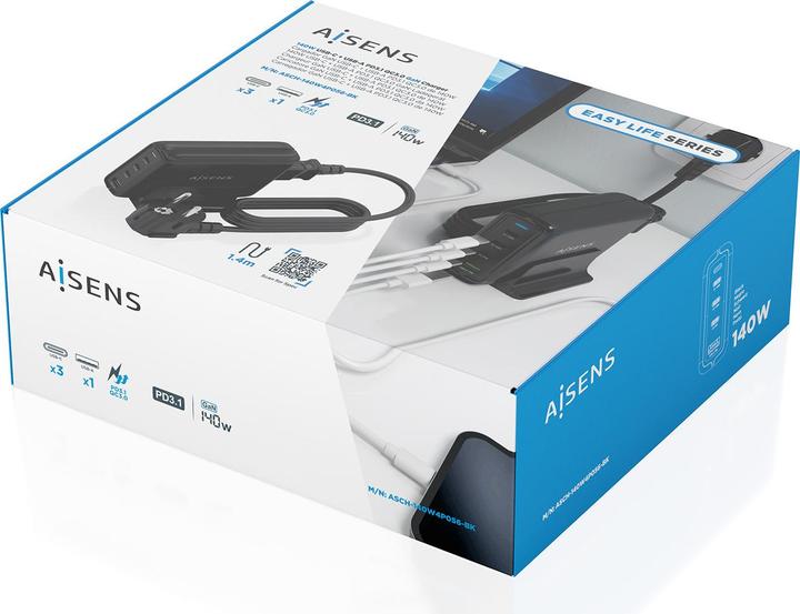 Image du produit Aisens ASCH-140W4P056-BK (140 W, 4 ports)