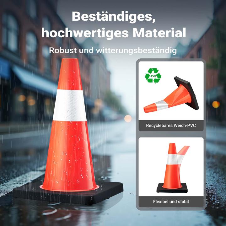 Produktbild Wiltec Verkehrskegel 45cm 2St. Leitkegel Pylon Warnhütchen Warnkegel PVC Gummi