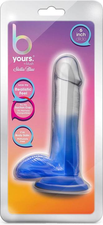 Actual product image Blush B Yours Stella Blue - 6 Inch Length 1.25 Inches Width Realistic Feel Dildo - Sturdy Suction Cu