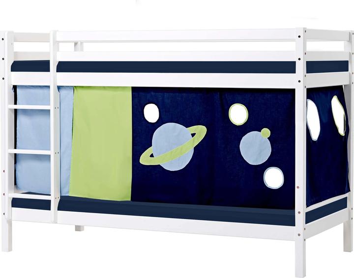 Produktbild Hoppekids BUNDLE BASIC Etagenbett (nicht teilbar) 90x200cm mit Weltraum Vorhang und Kaltschaum-Matra (90 x 200 cm)