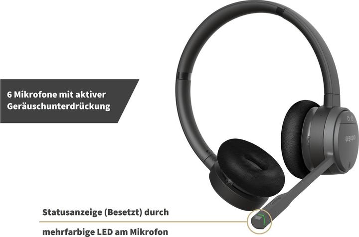Produktbild Gequdio GC-4 DECT und BT Duales Headset inkl. Basisstation (Kabellos, USB-A)