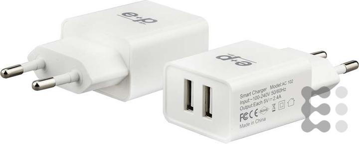 Image du produit E+P AC 102 Chargeur USB 2 fois 2400mA (2 ports)
