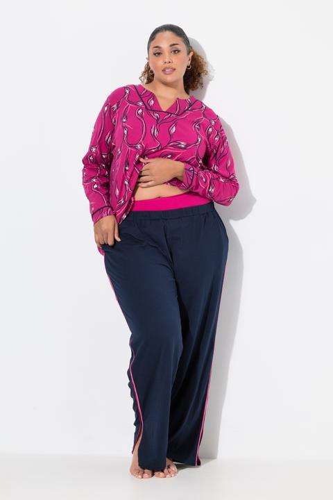 Produktbild Ulla Popken Pyjama, floraler Druck, V-Ausschnitt, Langarm (50, 52)