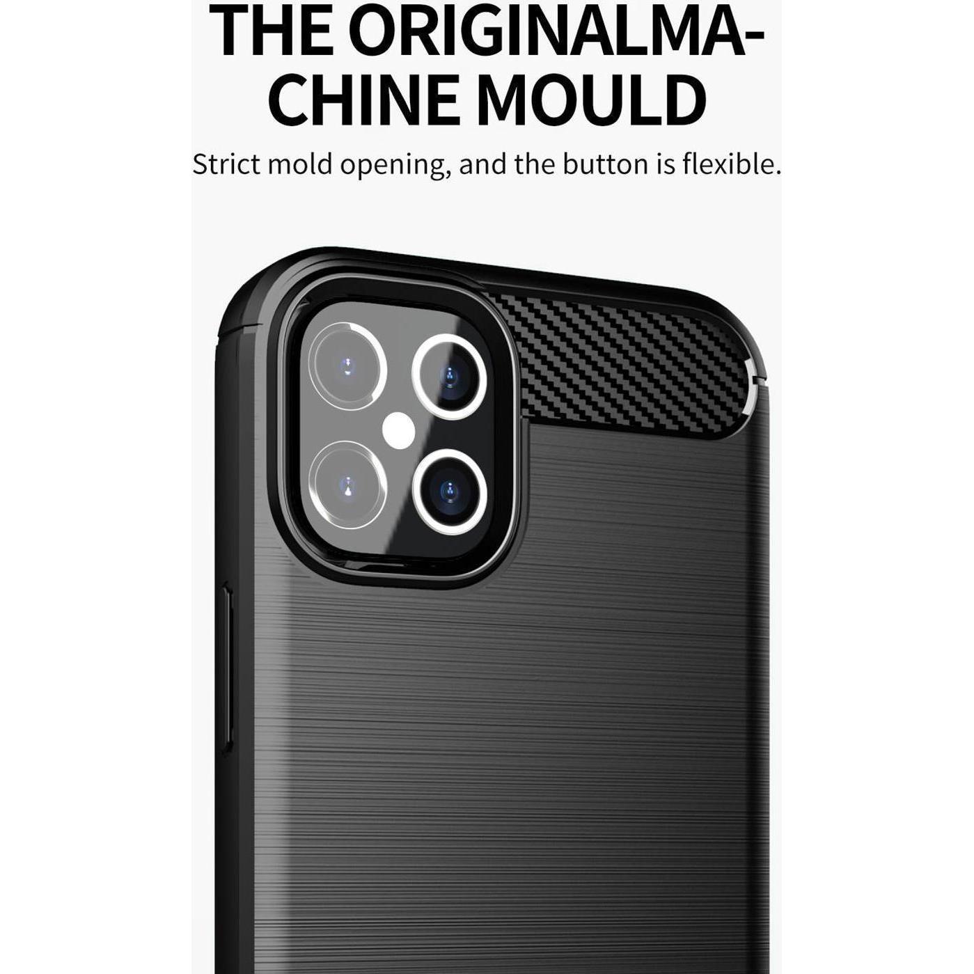 Thumbnail - Cadorabo TPU Ultra Slim carbon edelstahl Kombi Cover (Apple iPhone 12 Pro Max), Smartphone Hülle, Schwarz