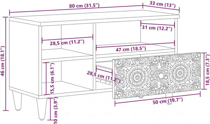 Produktbild vidaXL TV-Schränk (80 x 33.50 x 46 cm)