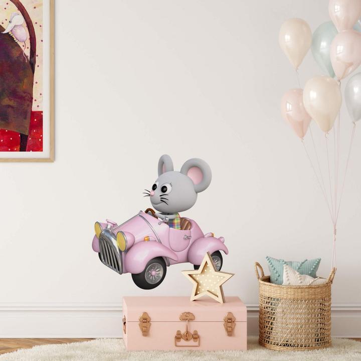 Actual product image Trenddeko Mouse in the car (120 x 120 cm)