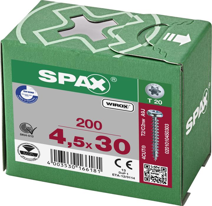 Productafbeelding Spax Spaanplaatschroef, Torx, panhead, maat 4,5 x 30 mm (200 Schroeven per stuk)