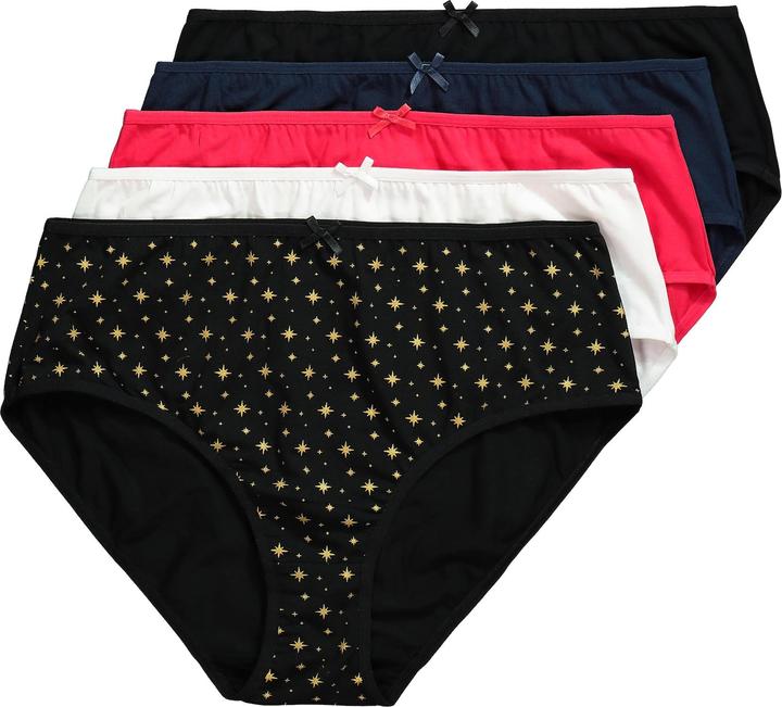 Produktbild Ulla Popken Midislips, 5er-Pack, Sterne/einfarbig (54, 5er Pack)