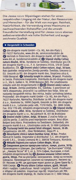 Nährwerte und Zutaten dm Jessa Slipeinlagen Cotton (30 x)